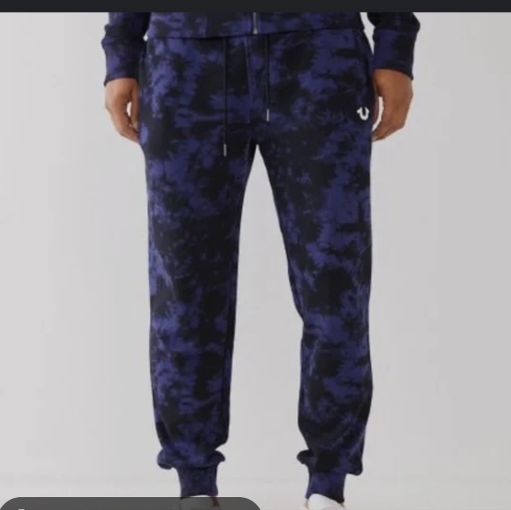 True Religion Joggers Men's Large Blue Ribbon Tie Dye NWT
